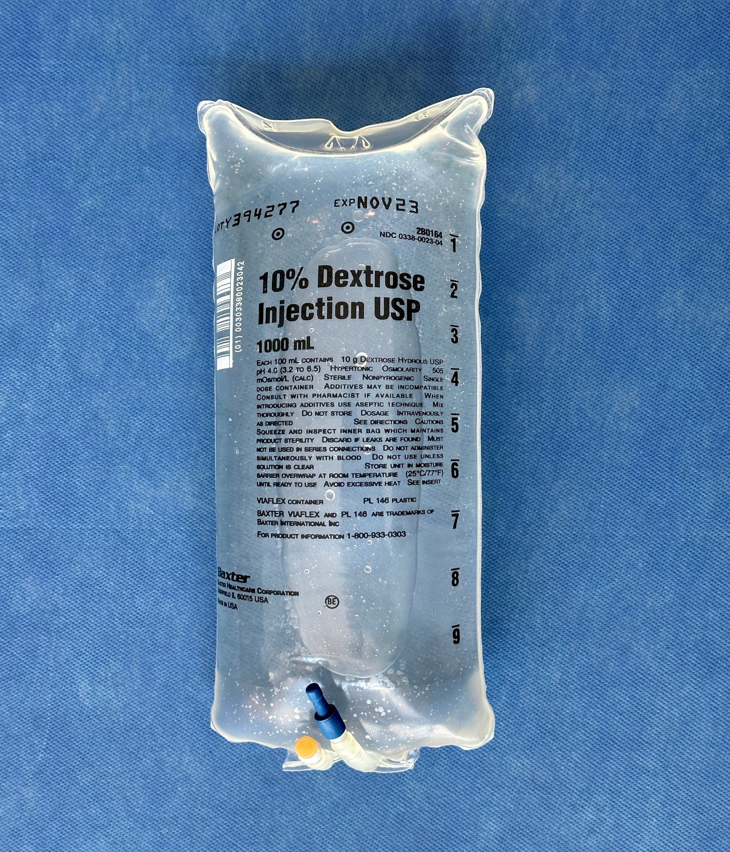 No Rx Required - 10% Dextrose IV Fluid Bag (D10W) - 1000mL (1L)