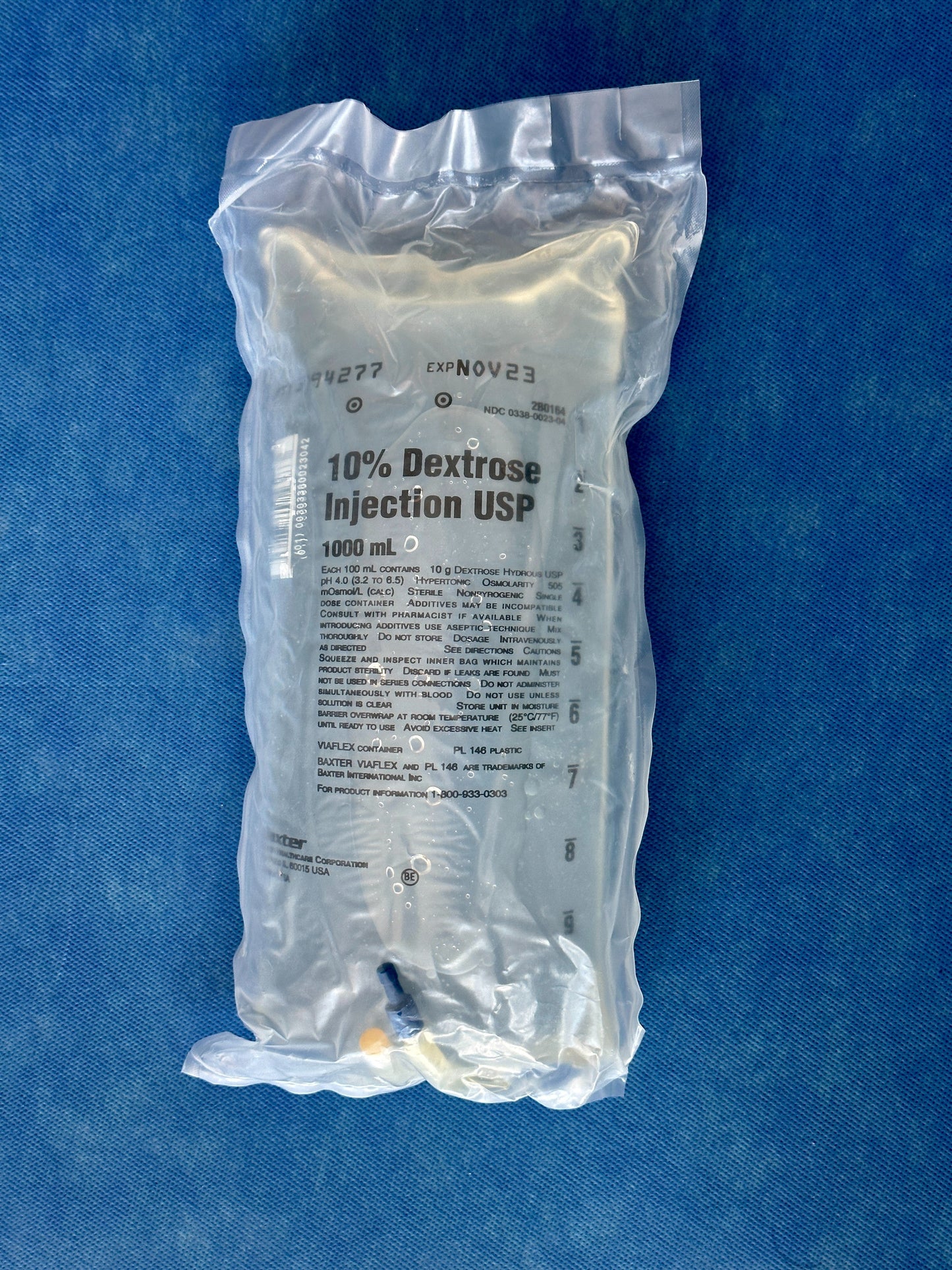 No Rx Required - 10% Dextrose IV Fluid Bag (D10W) - 1000mL (1L)