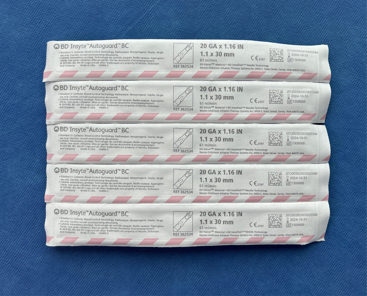 BD shielded IV catheter, 20 gauge, pink