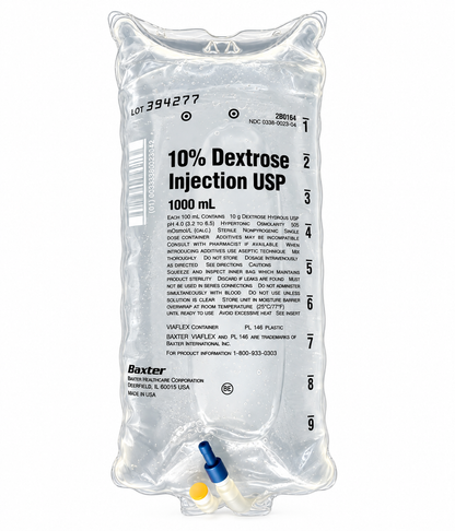 Baxter 10% Dextrose in Water (D10W) IV bag, 1000 mL
