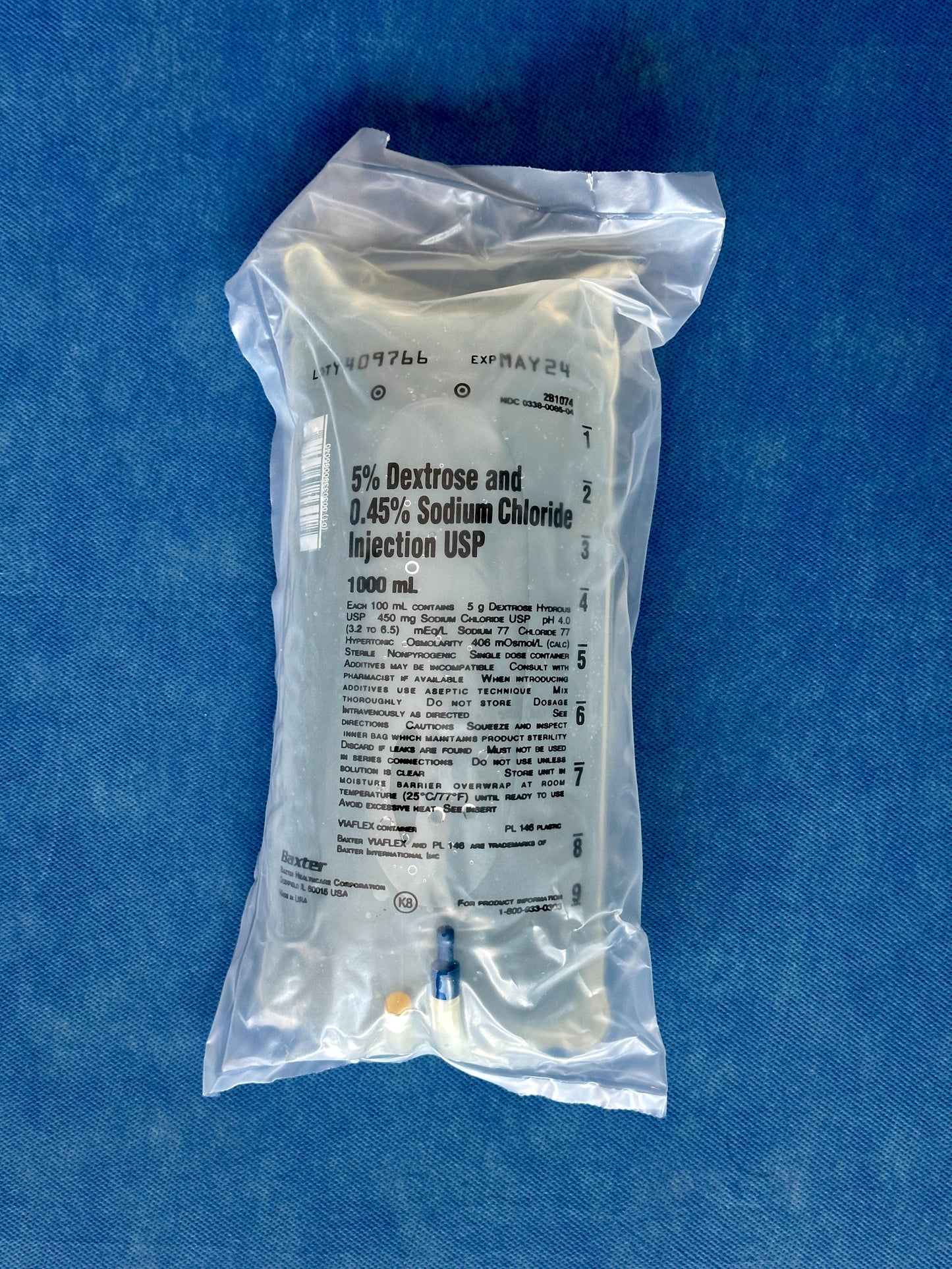 No Rx Required - IV Fluid Bag 5% Dextrose in 0.45% Sodium Chloride (D5 1/2 NS)