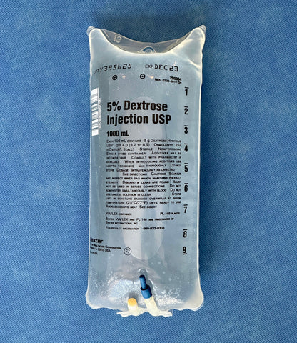 No Rx Required - IV 5% Dextrose Fluid Bag (D5W) - 1000mL (1L)