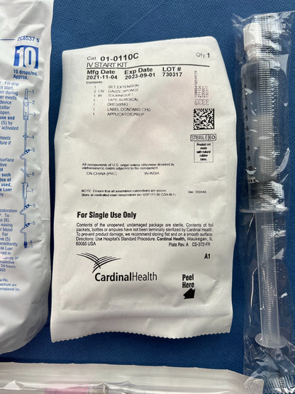 IV Fluid Start Kit with Tubing and Supplies