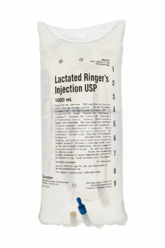 Lactated Ringer's (LR) Solution for IV Use: Safe for everyone, including pets. Ideal for fluid replacement, replacing electrolytes, and wound care. High-quality, sterile solution ensures reliable performance for medical professionals and pet care. No prescription needed.