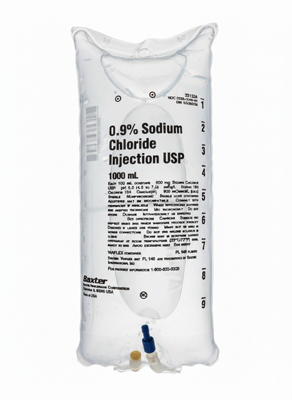0.9% Sodium Chloride (Normal Saline) for IV Use: Safe for everyone, including pets. Ideal for hydration, medication dilution, and wound care. High-quality, sterile solution ensures reliable performance for medical professionals and pet care.