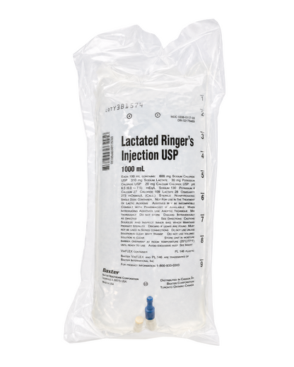Baxter Lactated Ringer's 1000 mL IV bag in sealed overwrap